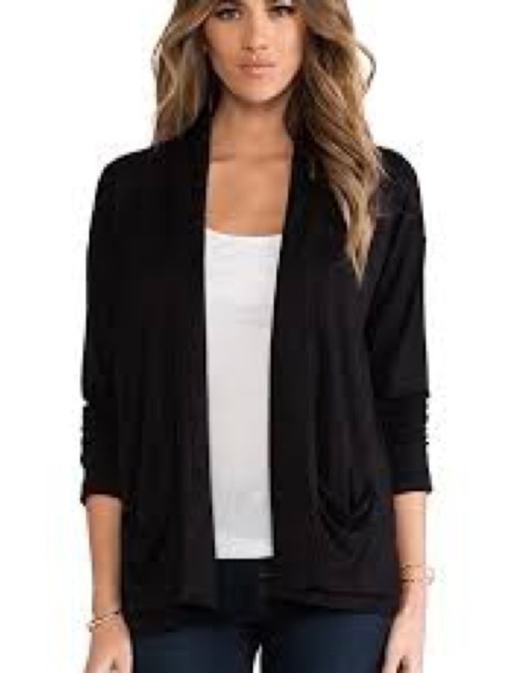 dolan Black Open-Front Drapey Cardigan